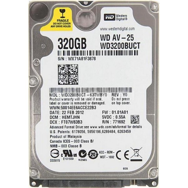 

HDD 2.5" SATA 320GB WD Blue 5400rpm 16MB (WD3200LUCT) Refurbished