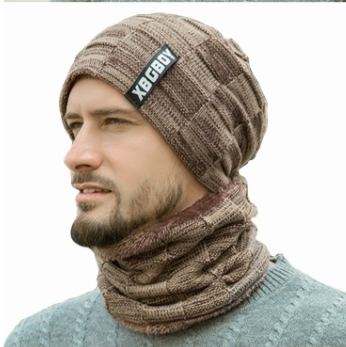 

Шапка зимняя с шарфом на флисе HSW BOY Коричневый