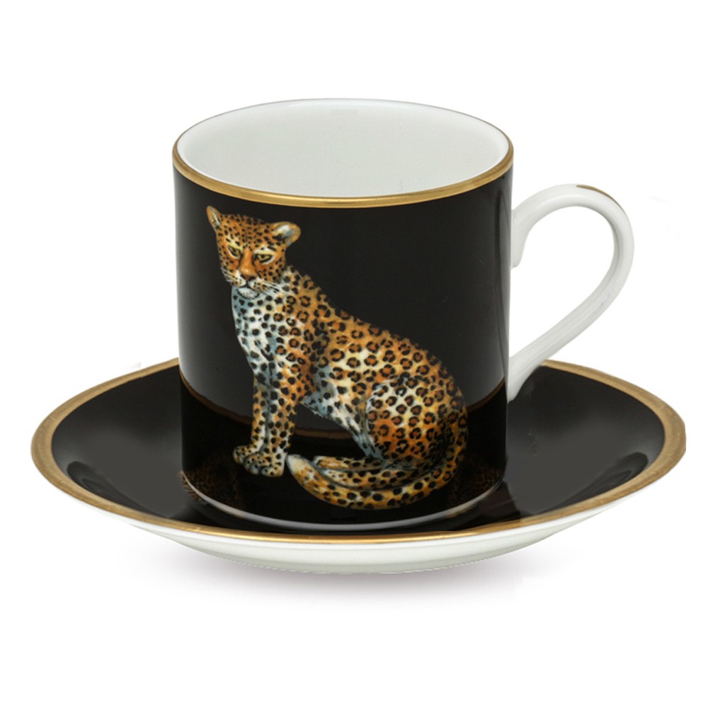 

Чашка для эспрессо с блюдцем Leopard Black