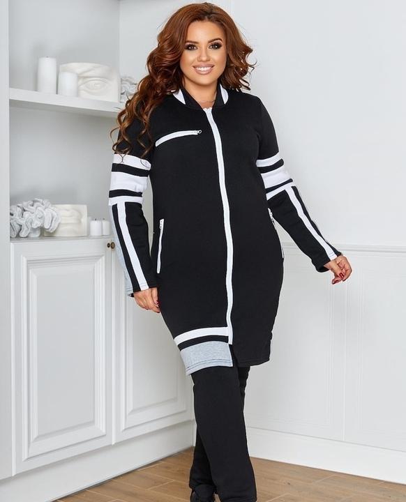 

Спортивный костюм G&M k-73341 48-50 Размер цвет черный/вставки белый и меланж
