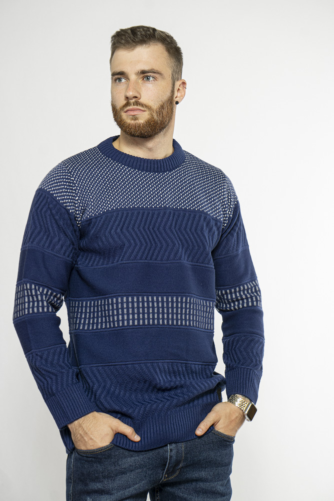 

Стильный мужской свитер Time of Style 85F318 XL Сине-белый