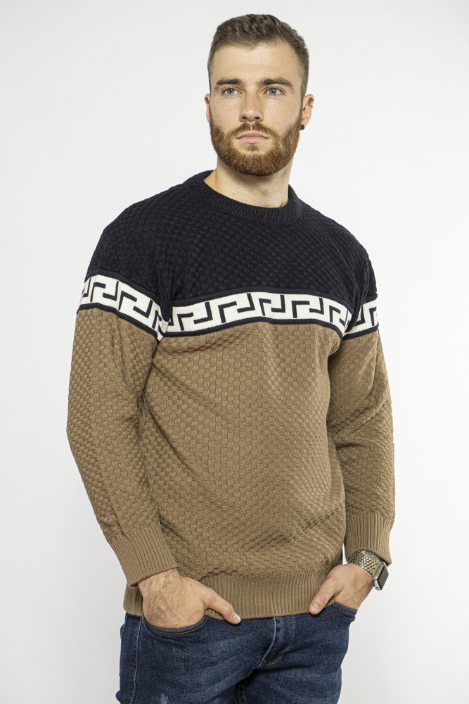 

Стильный мужской свитер Time of Style 85F316 XL Чернильный/капучино