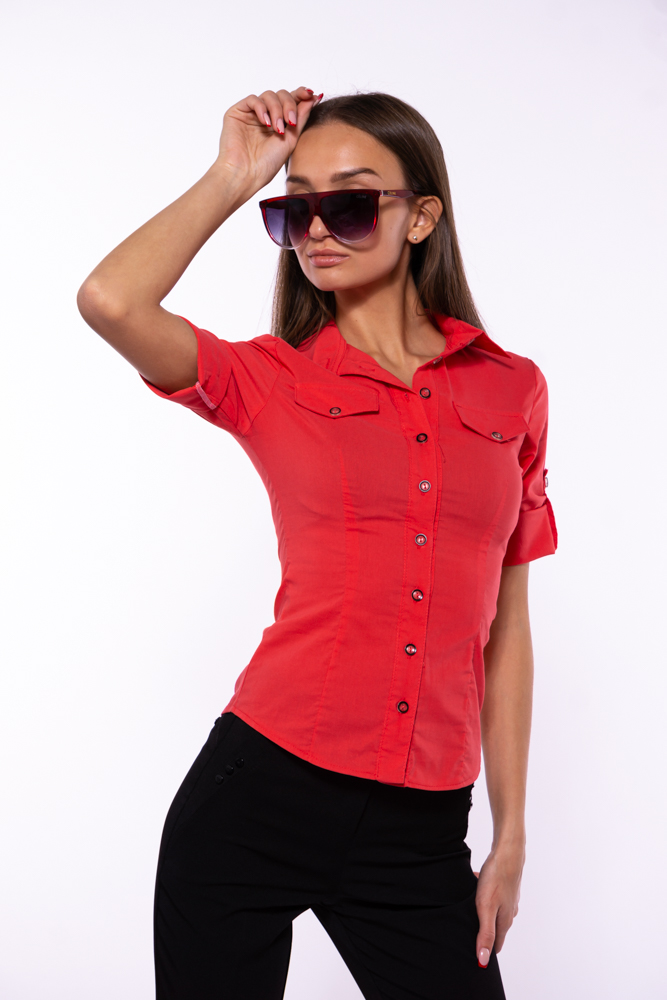 

Рубашка женская с классическим воротником Time of Style 118P005-4 36 Коралловый