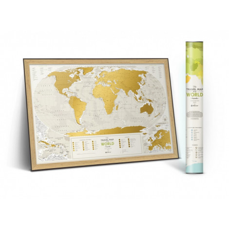 

Скретч карта Travel Map of the World Geography 1DEA.me 88х60 см Бело-золотой