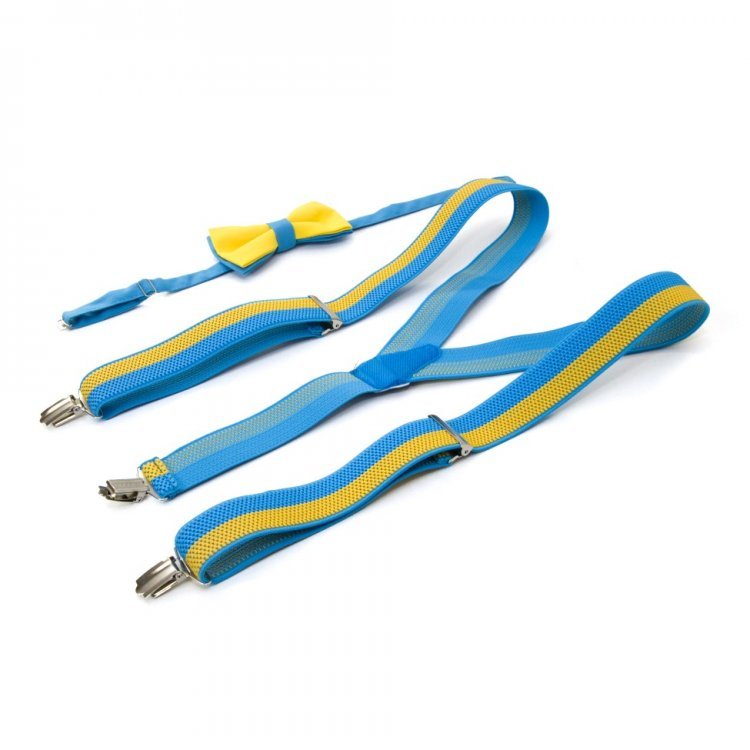 

Набор подтяжки и бабочка Gofin suspenders 6х12 см (180-185х3,5 см) Желто-голубой