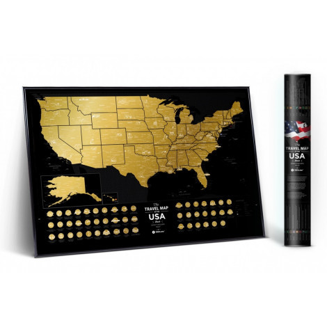 

Скретч карта Travel Map of the USA 1DEA.me 60х40 см Черно-золотой