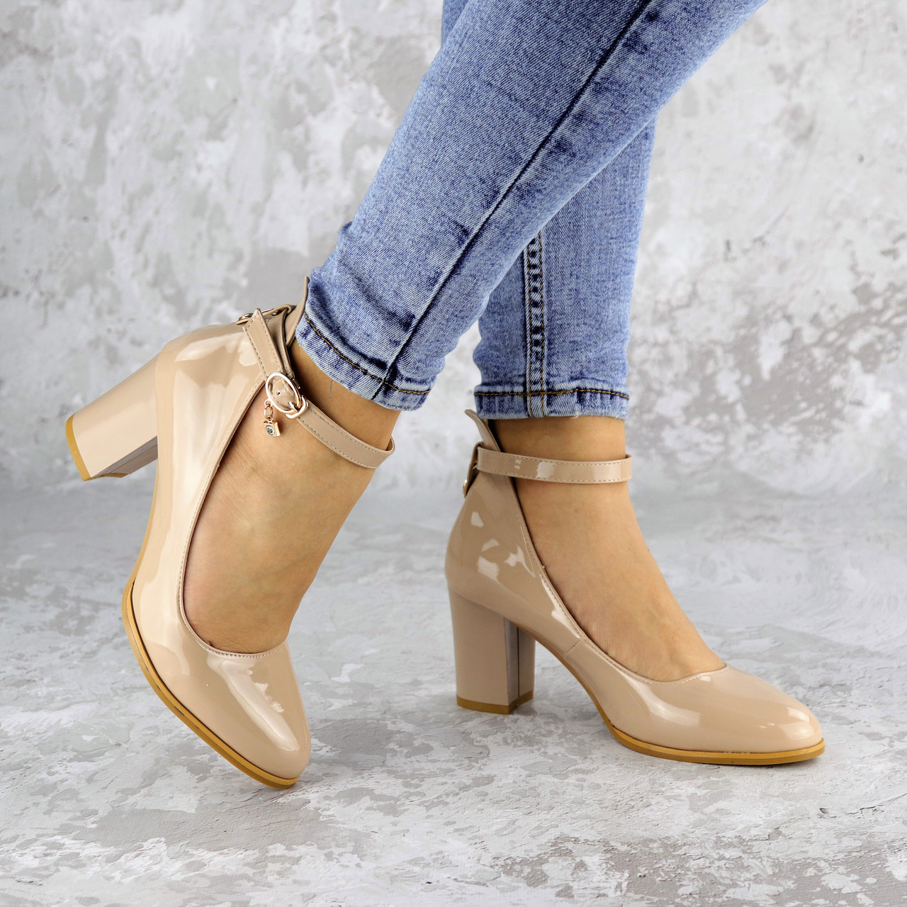 

Женские туфли на каблуке Fashion Curly 2199 36 размер 23,5 см Бежевый