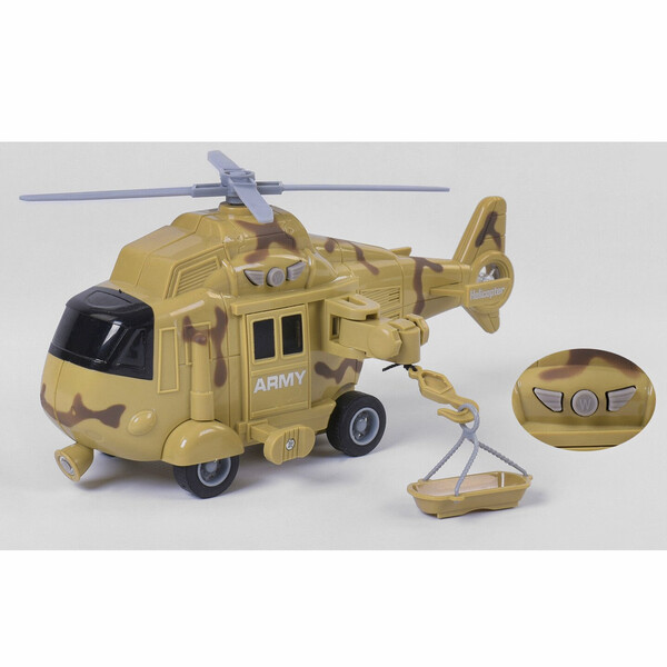 

Игрушка вертолет военный Wenyi Army 1:20 инерционный со светозвуковыми эффектами 20 см Коричневый (8998)