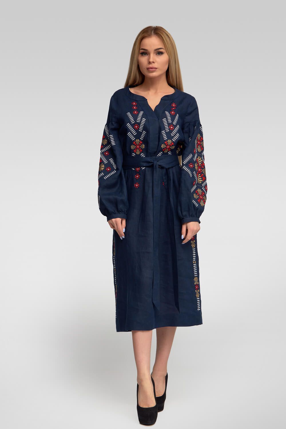 

Жіноча вишита сукня Navy blue 3  UKR-4178 UkrGlamour, Жіноча вишита сукня Navy blue 3 L UKR-4178 UkrGlamour