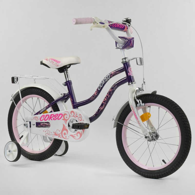 

Велосипед 16" дюймов 2-х колёсный Т-21255 "CORSO" Фиолетовый