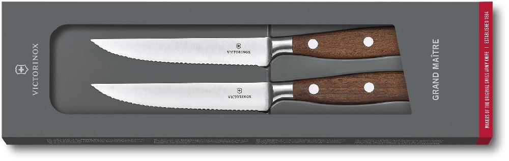 

Кухонный нож Grand Maitre Wood Steak Set 2 шт 12см волн. с дерев. ручкой (GB) Victorinox Vx77240.2W