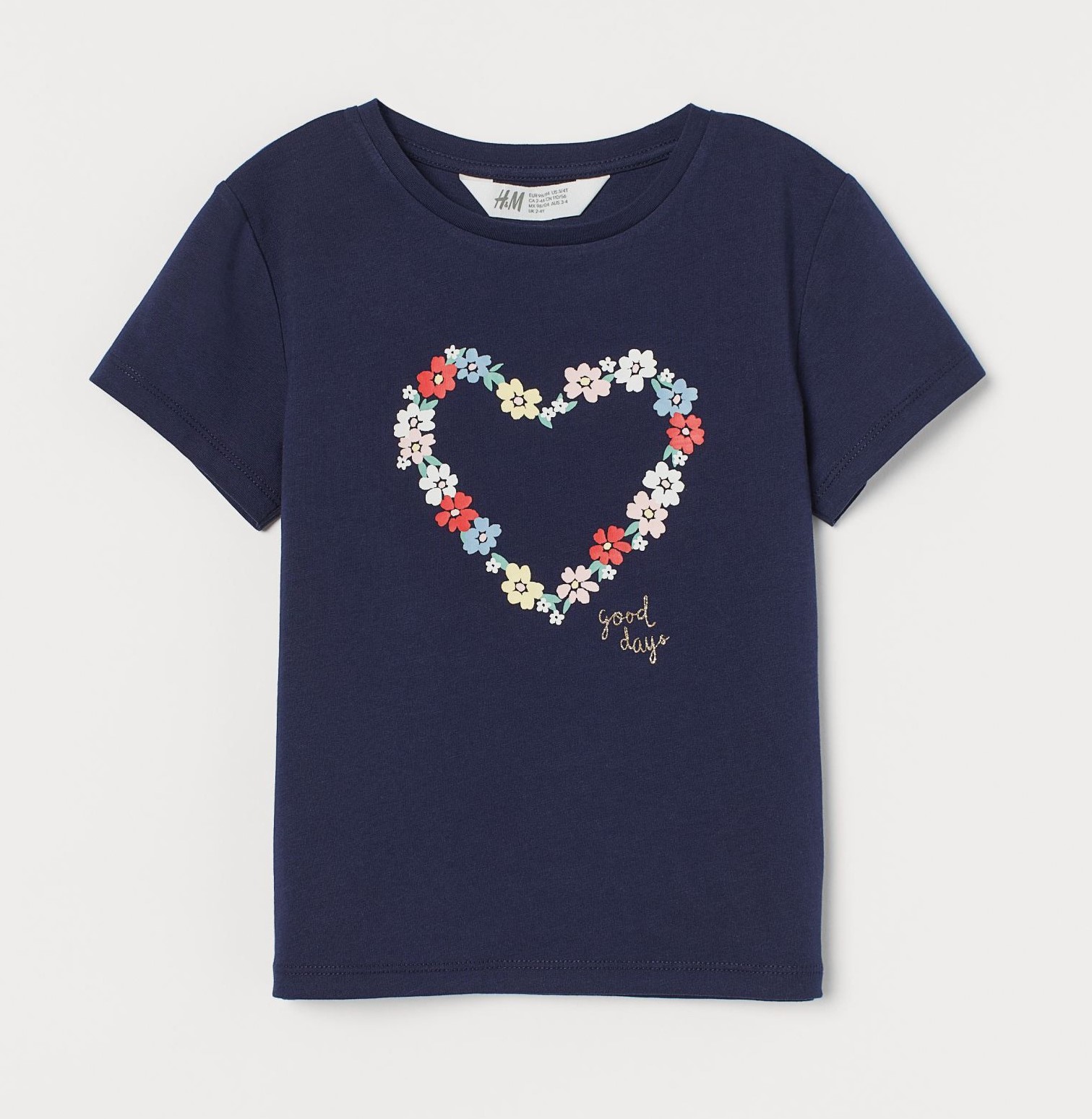 

Футболка для девочки H&M "Flower" синяя 104