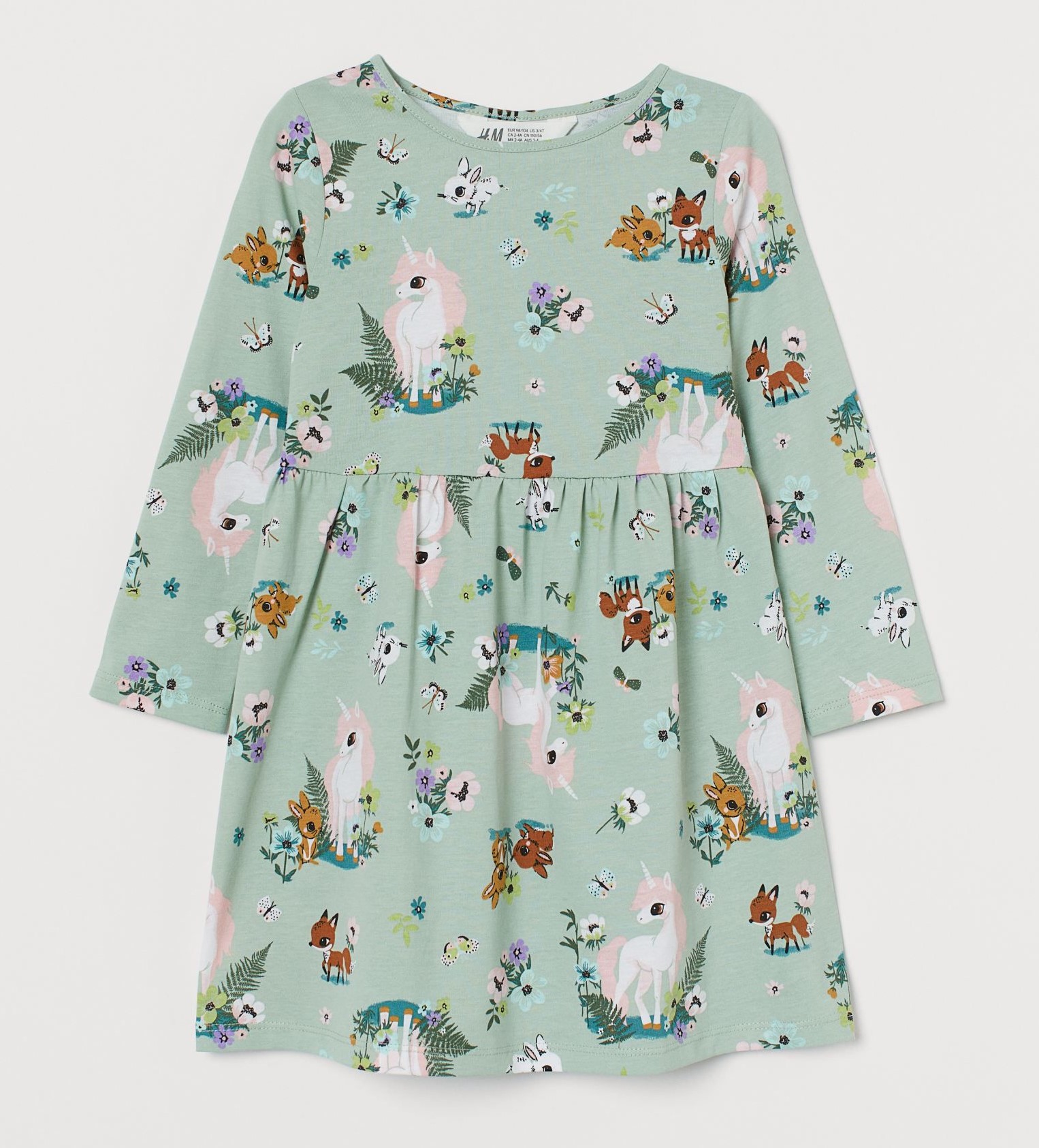 

Платье с длинным рукавом детское H&M с животными зеленое 92
