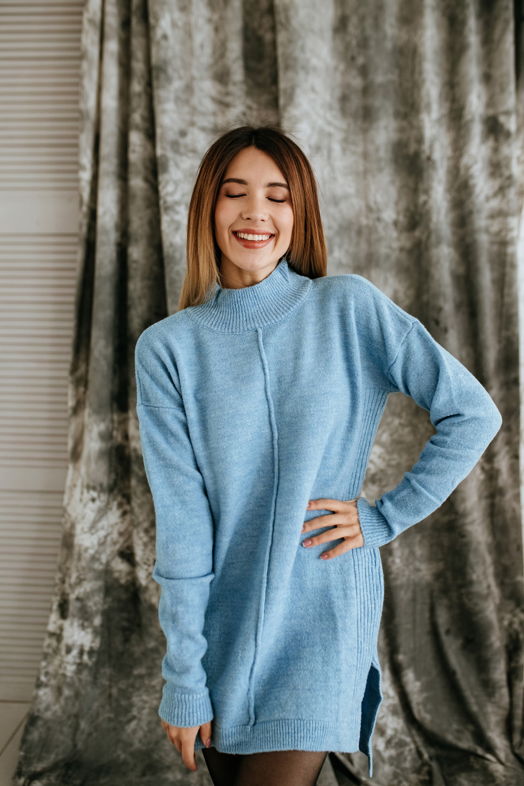 

Платье Wear me вязаное со швом по переду one size Голубой 2w/19/70