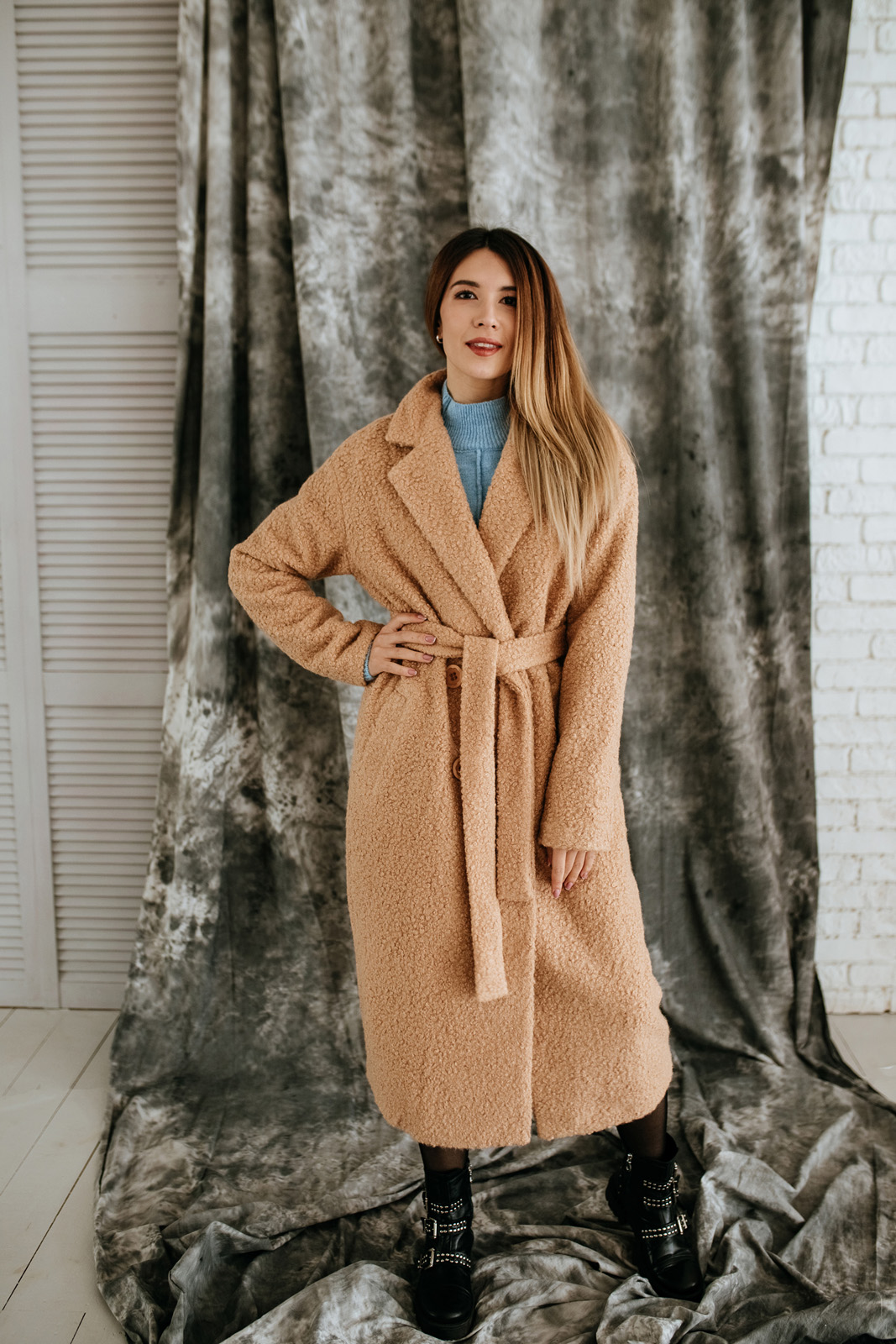 

Пальто Wear me стильное из букле барашек XL Бежевый 2w/01/33