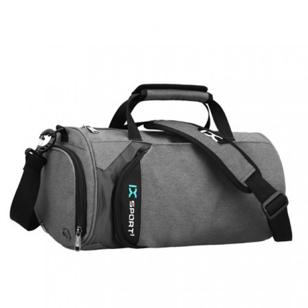 

Спортивная сумка-бочёнок IX 8036 с отделом для обуви серая