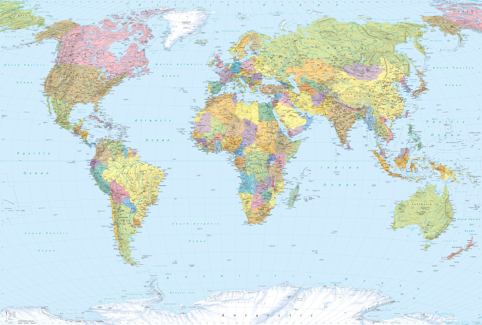 

Фотообои флизелиновые Komar World Map 368х248 см 4 сегмента (XXL4-038)