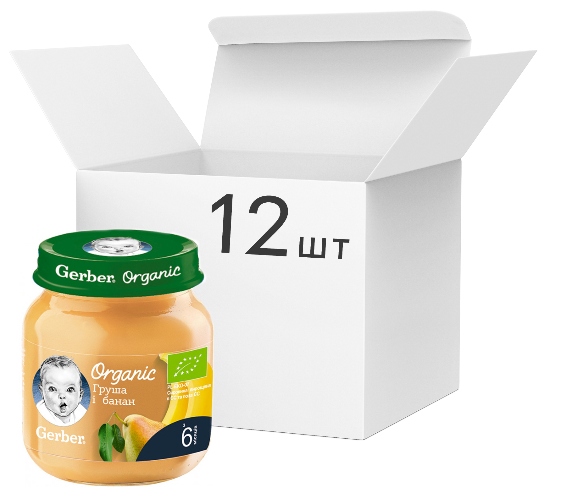 

Упаковка фруктового пюре Gerber Органические Груша и банан 12x125 г (7613036880688)