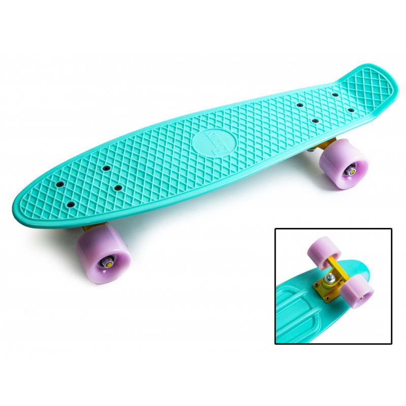 

Пенни борд Penny Board Pastel Series 22" Бирюзовый с фиолетовыми колесами