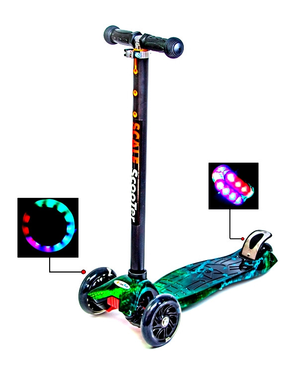 

Детский самокат трехколесный Scooter MAXI. H20. Светящиеся колеса!