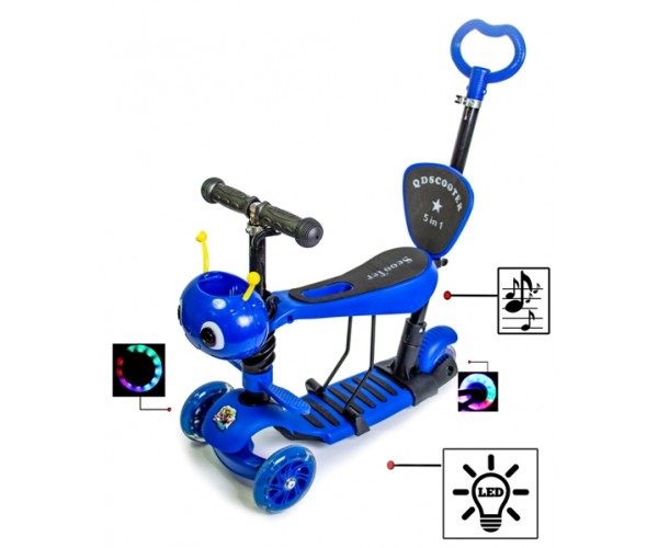 

Самокат Scooter "Пчелка" 5 в 1 свето-музыкальный, Синий