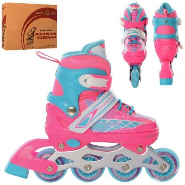 

Роликовые коньки раздвижные Profi Roller A 4140-S-PBL Размер 31-34 Колеса полиуретан Розово-голубой