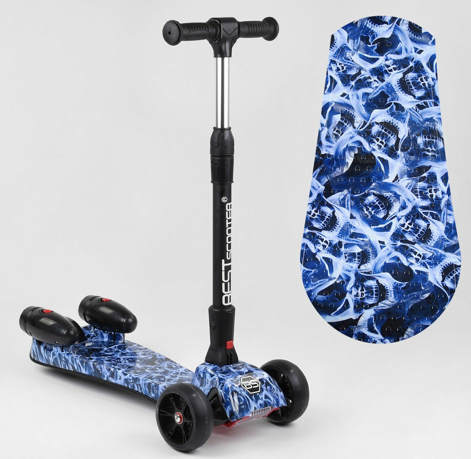 

Самокат трехколесный Best Scooter MAXI 46189 с парогенератором и музыкой Черный с голубым
