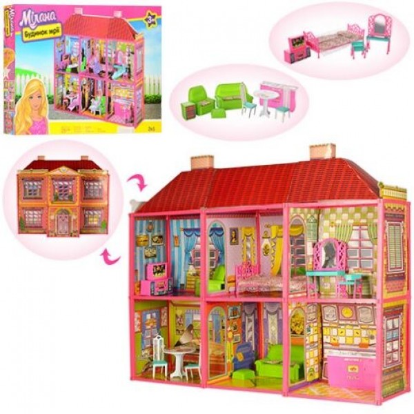 

Домик для кукол A-Toys 6983 Мебель Два этажа 6 комнат для кукол до 29 см