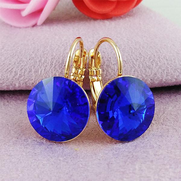 

Серьги SWAROVSKI Сапфировый медицинское золото позолота 18К французский замок А/В 7-0107