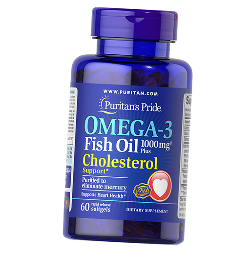 

Omega-3 Fish Oil 1000 Plus Cholesterol Puritan's Pride 60гелкапс (67367009)