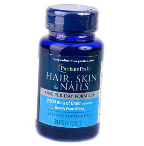 

Puritan's Pride Hair, Skin & Nails One Per Day 30гелкапс (36367060)