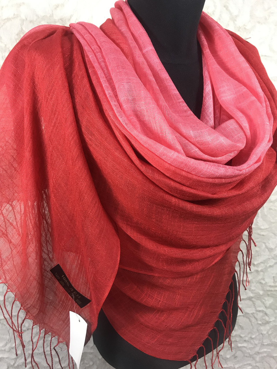 

Шарф Pashminette 165х65 см женский красный палантин с переходом