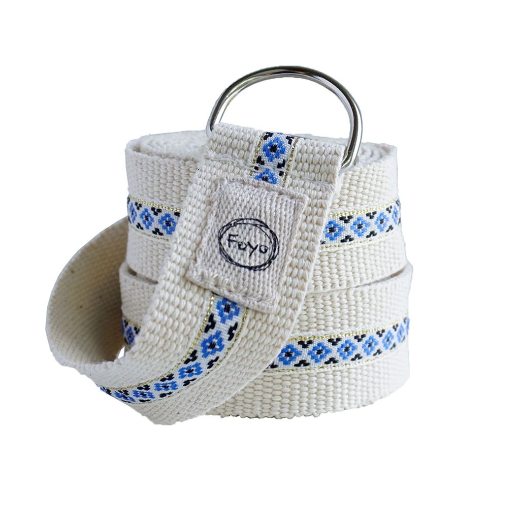 

Ремень для йоги и стретчинга Foyo Ethno belt W 200х3 см Белый Синий (02007)