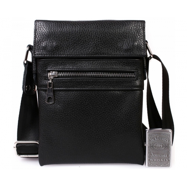 

Небольшая мужская кожаная сумка для документов CasualStyle SM-4387 черная