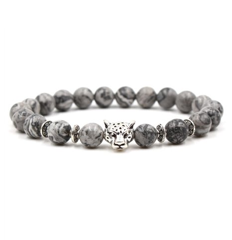 

Браслет "Leopard", камень яшма, серый