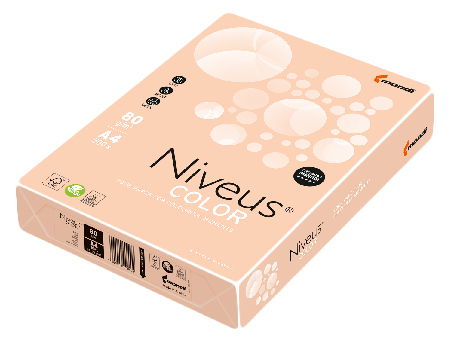

Бумага офисная Niveus A4 80 г/м2 пастель 500 листов Лососьевая (9003974460536)