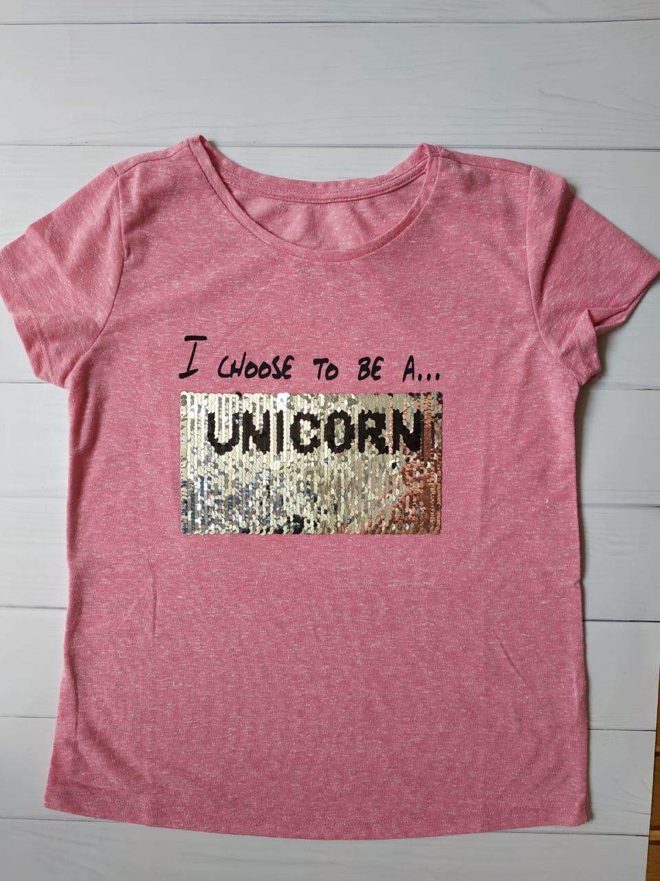 

Футболка с пайетками перевертышами для девочки C&A 134-140 размер розовая 102248