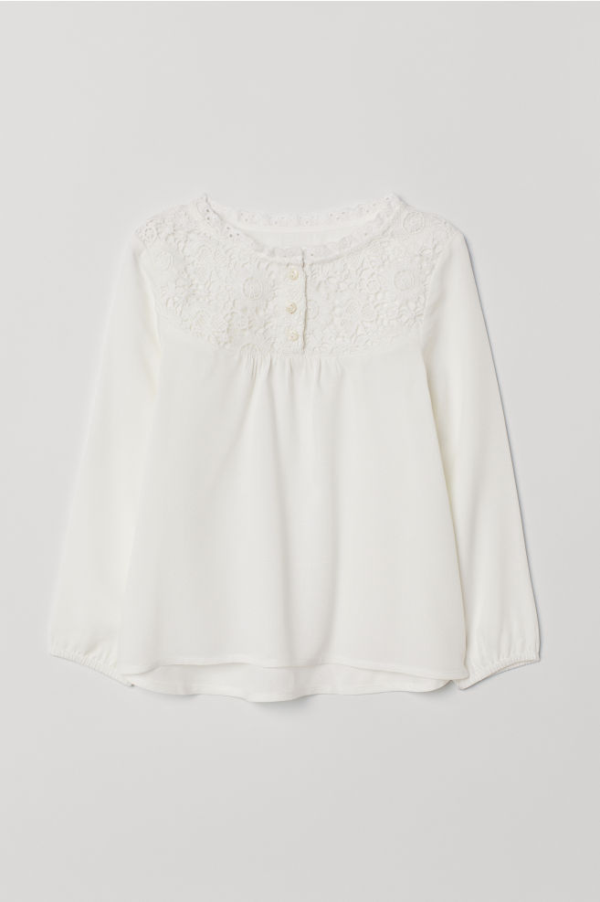 

Блузка с кружевом H&M Р40049 128 см Белая (P-100315)