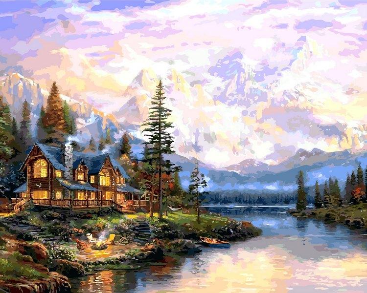 

Картина по номерам DIY Babylon Дом у горного озера (VPS1113) 50 х 65 см (182186)
