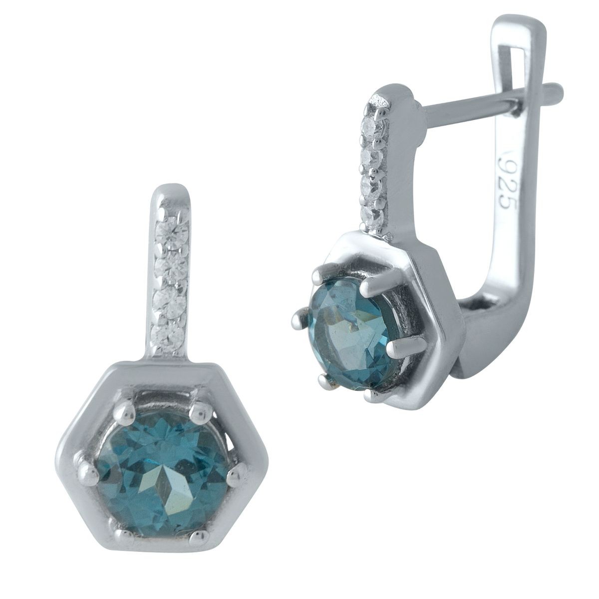 

Серебряные серьги SilverLine с натуральным топазом Лондон Блю