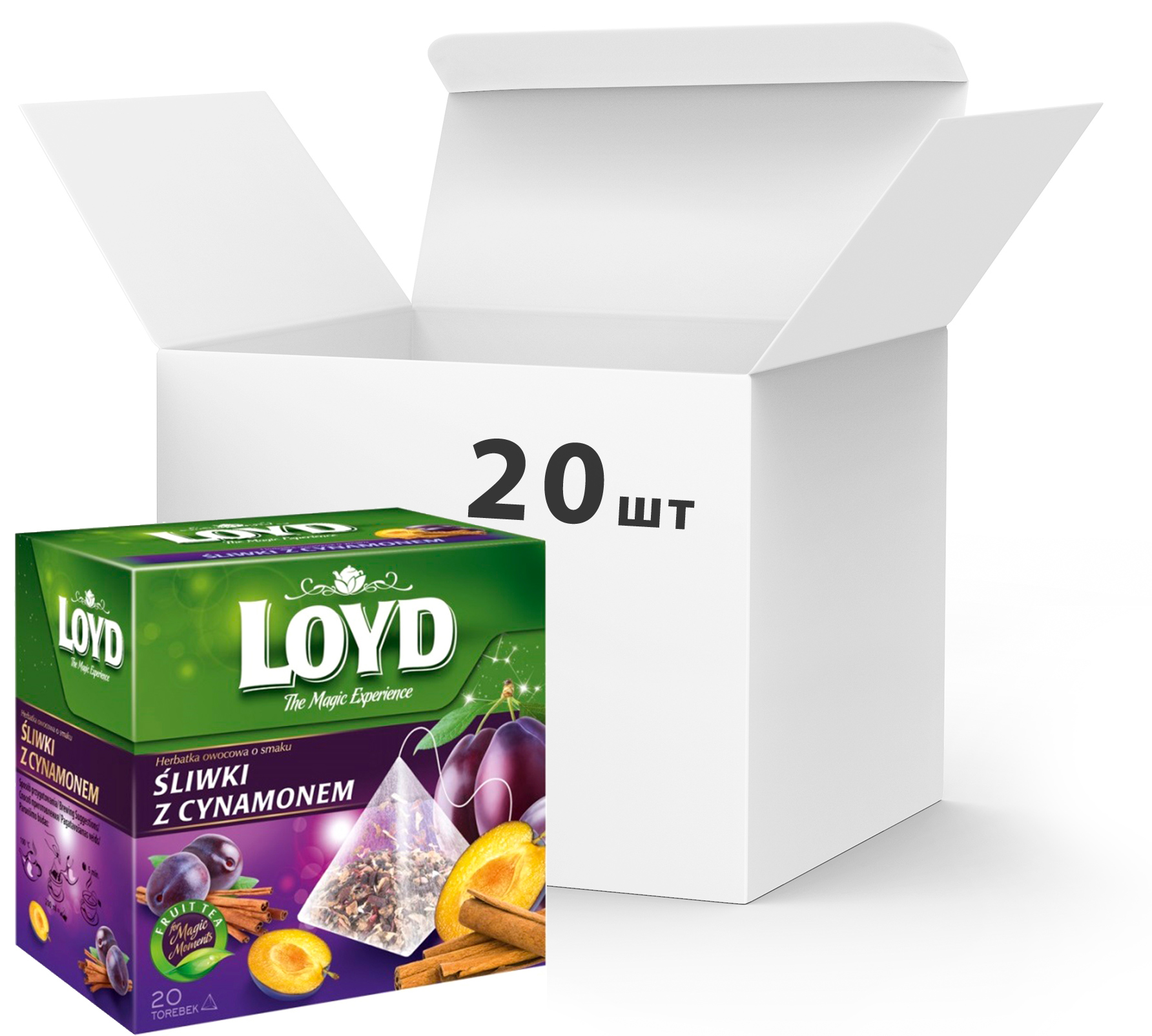 Акция на Упаковка чая пакетированного Loyd Фруктовый Слива и Корица 20 шт по 20 пирамидок (5900396018106) от Rozetka UA