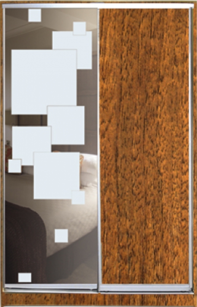 

Шкаф купе Luxe Studio Стандарт-2 ДСП/Зеркало с Пескоструем-4 2000x2000x600 двухдверный