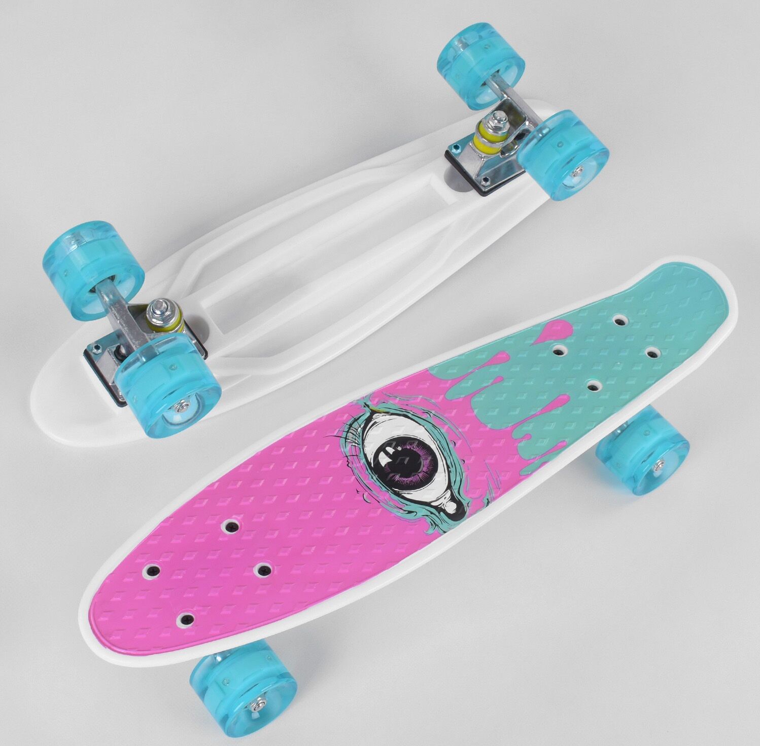 

Пенни борд (Penny Board, скейт) Best Board S-29707, со светящимися колесами, Белый