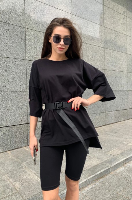 

Женская футболка оверсайз с поясом KML 00560  (-) Черный (K -560/3 A, Женская футболка оверсайз с поясом KML 00560 M (44-46) Черный (K -560/3 A )