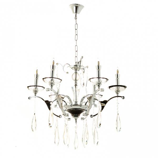 

Люстра классическая Flora с прозрачным декором из стекла 6 ламп Хром (OU016/6/chrom) (MR08904)