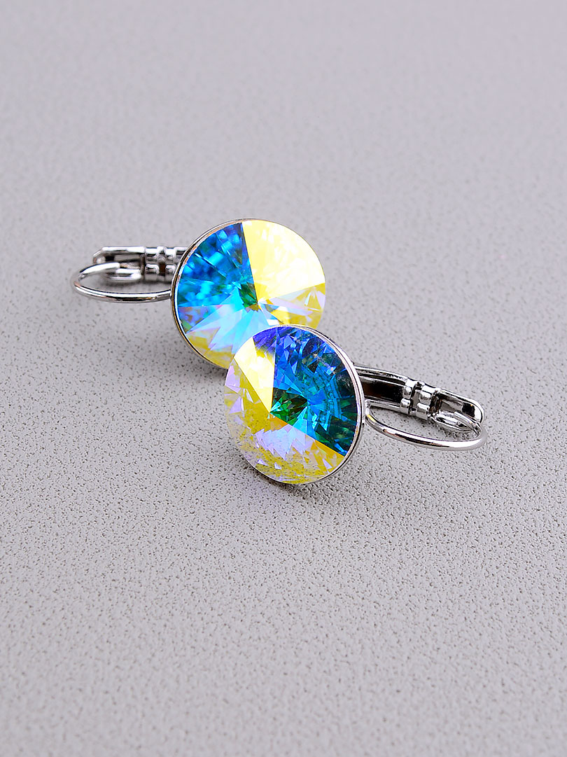 

Серьги круглые голубые Swarovski Xuping (родий) 097202
