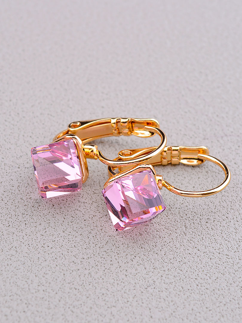 

Серьги с кристаллами Сваровски розовые Swarovski Xuping (позолота 18к) 097200