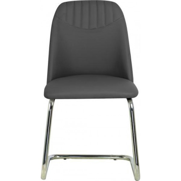 

Стул обеденный кухонный MILANA CF chrome металл + кожзам Eco-70 цвет Серый Новый Стиль