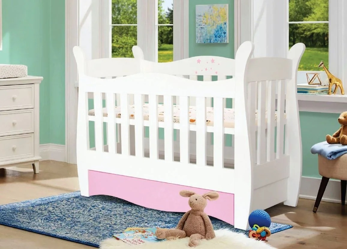

Детская кроватка из натурального дерева сосна Тоффи 60x120 белый Stemma