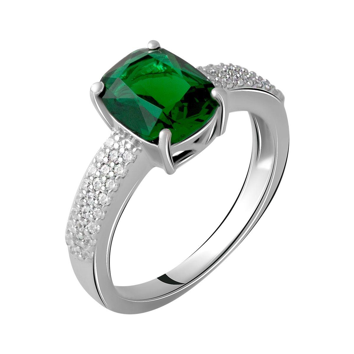 

Серебряное кольцо с изумрудом nano 3.398ct 2059851 18 размер